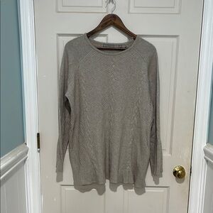 Women’s chunky cable knit cozy sweater by Evolution tan size 2x